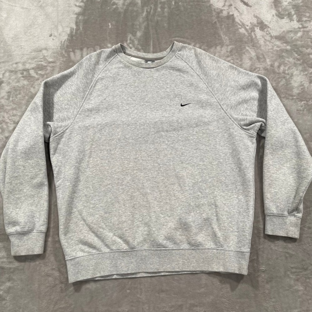 Vintage Nike Sweater Mens 2XL Gray Crewneck Sweatshirt Fleece Pullover Y2K